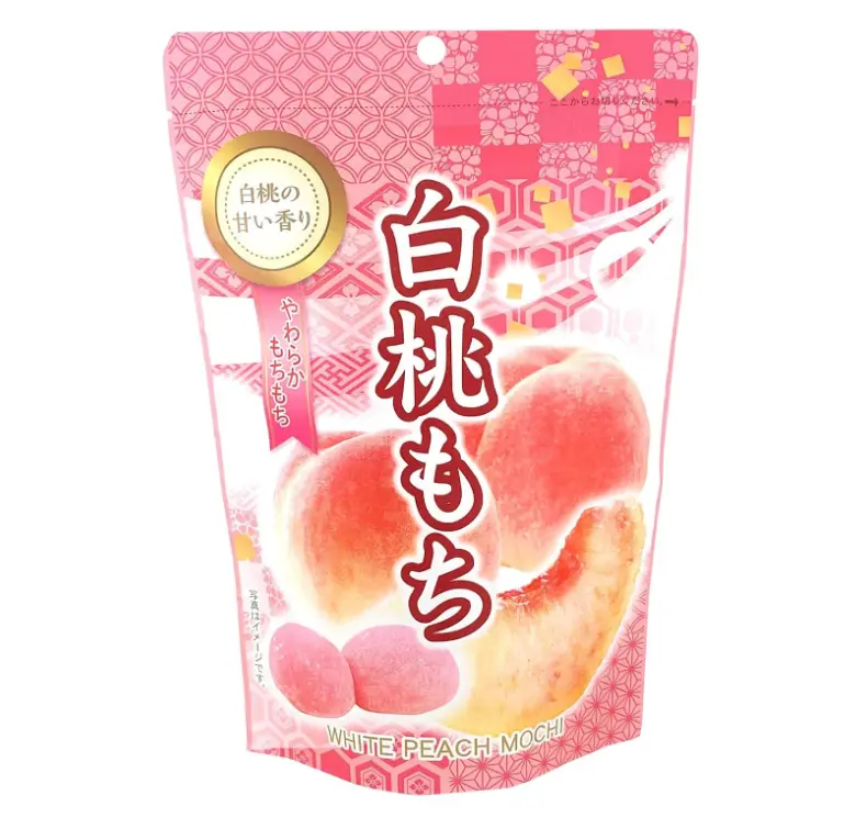 Mochi White Peach Traditional Japanese Rice Cakes, 130g, Soft Chewy Wagashi Sweets Estala