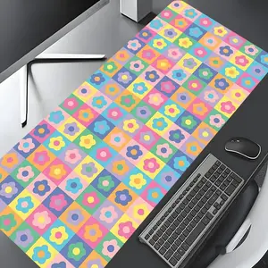 Colorful Floral Pattern Mouse Pad, Rectangle Gaming Mouse Pad, Non-slip Rubber Pad, Desk Keyboard Pad, Desk Accessories for Home Office