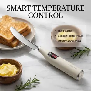 Heated Butter Knife with Digital Display - USB Rechargeable Electric Spreader, Real-Time Temperature Control, Safe Heating Kitchen Gadget for Toast, Cheese, Jam Accurate Temp Sensor Knife, Auto Warm Stainless Steel Cutter