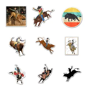 Bull Riding Pack 9 PCS Sticker Vinyl, Art Car Wall Kid Phone Book Stickers, Funny Sticker Decal Decor
