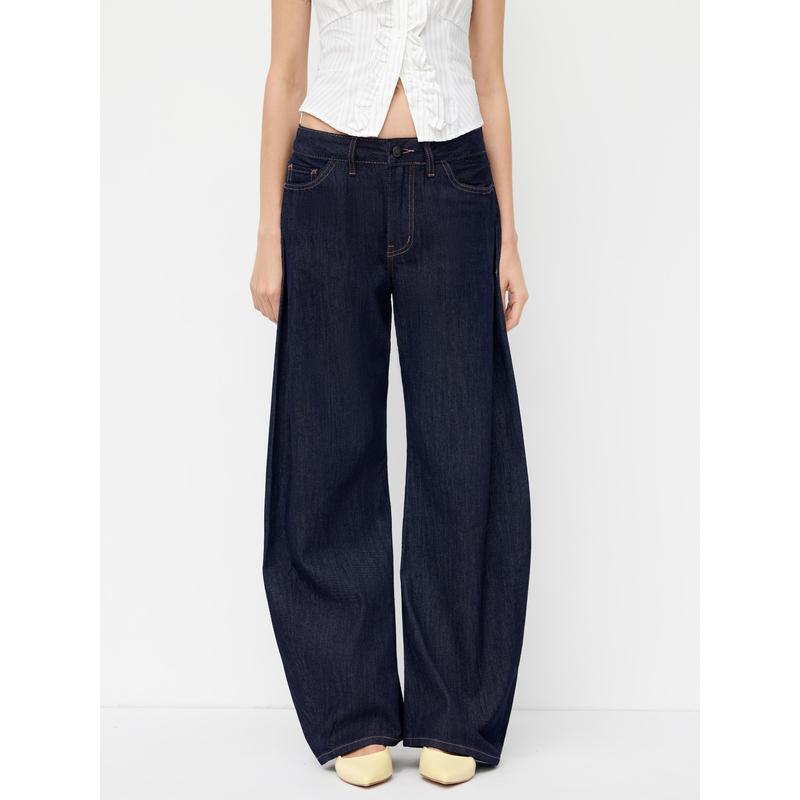 Cider Denim Low Rise Solid Pocket Barrel-leg Jeans Cider Denim Low Rise Solid Pocket Barrel-leg Jeans