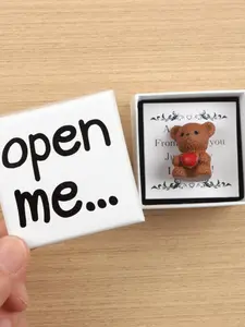 1set Magical Bear "Open Me" Surprise Gift Box Set - Birthday, Anniversary, Valentine'S Day, Wedding & Couple'S Heartfelt Keepsake with Love Letter Card, English Language, Luxury Craft Presentation, Fantasy Bear Home Decor
