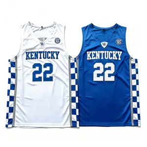 Men's Kentucky #22 Stitched Sleeveless Basketball Jersey, SEC College Checkerboard Mesh Athletic Tank Top, 2 Color Vintage Team Uniform for Streetwear, Sports Training & Casual Daily Outfits