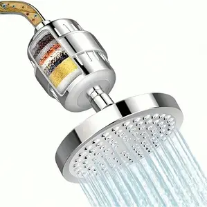 Filtered Shower Head Set 20 Stage Shower Filter - Reduces Chlorine And Heavy MetalsHigh Pressure Showerhead Filter With 6" Round, Luxury Polished Chrome