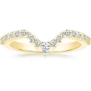 Mameloly Wedding Bands for Women Pear & Round Shaped Stackable Cubic Zirconia Half Eternity CZ Curved Engagement Rings for Her Size 3-12