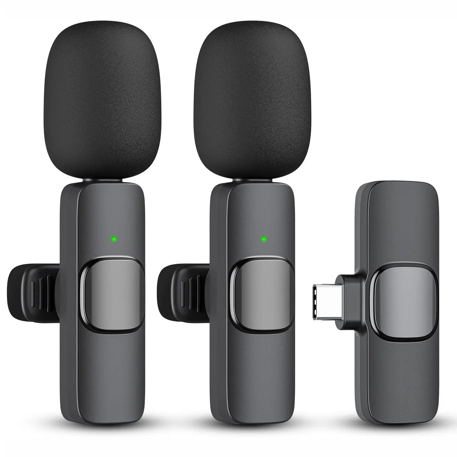 Wireless Lavalier Mic for IOS or Android (Separate Versions), 1-to-1 / 1-to-2 Optional, Noise Cancellation, Mute, Plug & Play, Noise Reduction Mic - For Live Streaming, Vlog Recording, Podcast, Interview, Audio