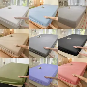 1 pc Soft Breathable Fitted Sheet, Bed Cover And Comfortable Multifunctional Mattress Protector, All-Season Comfort, Comfortable Solid Color Design, Suitable for Bedrooms, Guest Rooms, Dormitories, Apartments, Schools And Year-Round Bedding, No Pillowcase