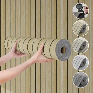 A Roll of 3D Grooved Wood-Grain Wall Panels – Self-Adhesive, Waterproof, Sound-Insulating Wallpaper with Textured Design and Matte Wood Surface, Easy to Clean and Install, Removable, Perfect for Living Rooms, Bedrooms, Dining Rooms, and Ceiling Décor