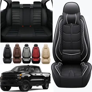 Nappa Leather Seat Covers Custom Fits For Toyota Tacoma 2005-2025 2023 2024 Truck Crew Double Extended Cab TRD Sport Offroad Limited SR5 V6 Truck,Full Set 5 Seats Car Cushions with Pillows