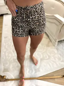 Cello Leopard Denim Shorts
