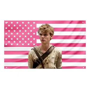 Thomas Brodie Aesthetic Pink Flag Tapestry 3x5 ft Double Side Print Flag – Custom Personalized Fan Art Wall Tapestry, Soft Pink American Flag Bedroom Decor, Celebrity Aesthetic Room Wall Hanging, Unique Gift for Fans & Collectors