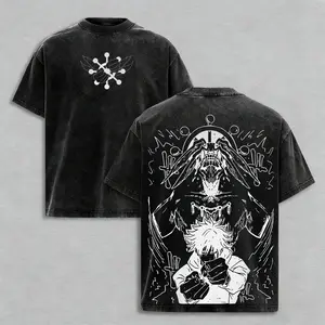 Makora Jujutsu Kaisen Vintage Oversized Heavy Cotton Double Printed Front & Anime T-Shirt, Retro Unisex Streetwear lemon demon sade soulja boy outfit truck fit clothes gift tee gorlock destroyer tshirt