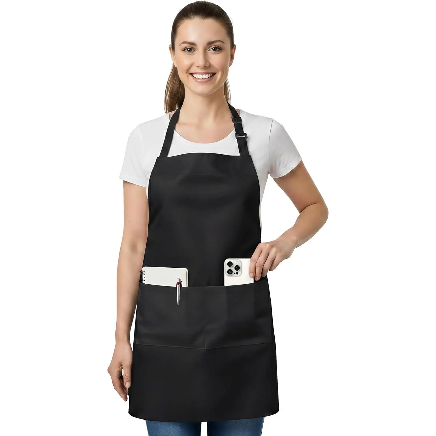 Kichly 1 Pack Bib Apron, Adjustable Cooking Apron with 2 Pockets, Water Resistant, Chef Kitchen Apron for Women Men