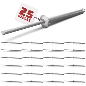 25 count Large  Pop Rivets Aluminum - 3/16" x 1-1/2" Aluminum Dome  Blind Rivet Set 6-20 Gap 1.126-1.250 Set #Lig-0229NG - Aluminum Decorative Rivets Long Pop Rivets Solid Rivets for Windows