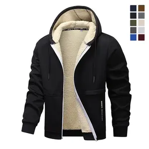 Comfortable and Warm Lined Hooded Jacket for Men - Casual Zip-Up Jacket with Pockets, Ideal for Autumn/Winter Coats Stylish  Thick Menswear heated jacket western clothing western wear men Beige Black jackets heated jacket fleece jacket Long Sleeve jackets