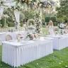 4/6/8FT Spandex Tablecloths for Rectangle Tables Wrinkle Free Washable Table Cloth Rectangle Stretch Fitted Table Cover with Skirt for Wedding Birthday Party Banquet Baby Shower Buffet Event Summer Vibes Outdoor Fun ,friendsgiving,christmas decoration