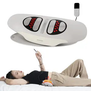 Cordless Electric Lumbar Traction Back Massager, Multifunctional Dynamic Spinal Decompression Device with Left-Right Swing, 8 Modes Electrotherapy, Vibration Massage & 3 Level Heat Therapy Daily Relaxing
