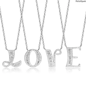 Baguette Initial Letter Necklace | A-Z Iced Out CZ Pendant - Perfect for Personalized Gifts for Her & Layering