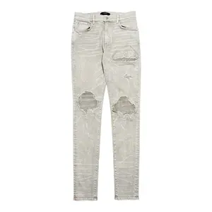 Amiri MX1 Tonal Denim Patch Jeans Cool Grey Pre-Owned