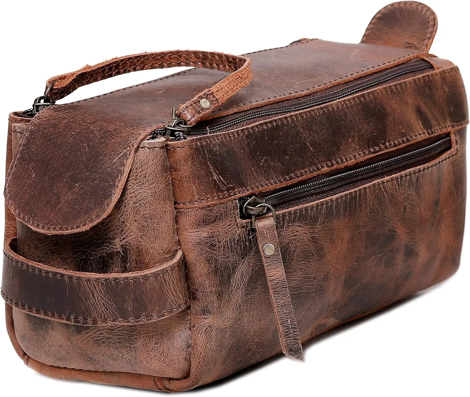 Cuero Unisex Buffalo Leather Toiletry Bag - High-Class Travel Dopp Kit, Luggage & Functional Bag Accessory