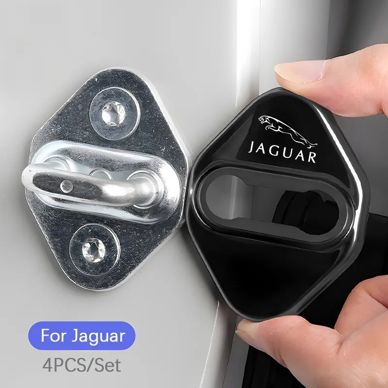 4Pcs Titanium Alloy Car Door Lock Protective Cover Car Vehicle Decoration For Jaguar F-Pace F-Type XF XJ XE I-Pace E-Pace XEL XFL S-Type XFR XKR X-Type Car Automotive Accessories