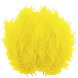 100pcs Yellow Feathers Fluffy Turkey Marabou Feathers 4-6 Inches for Crafts Dream Catcher Fringe Trim Colored Feathers Fly Tying Material