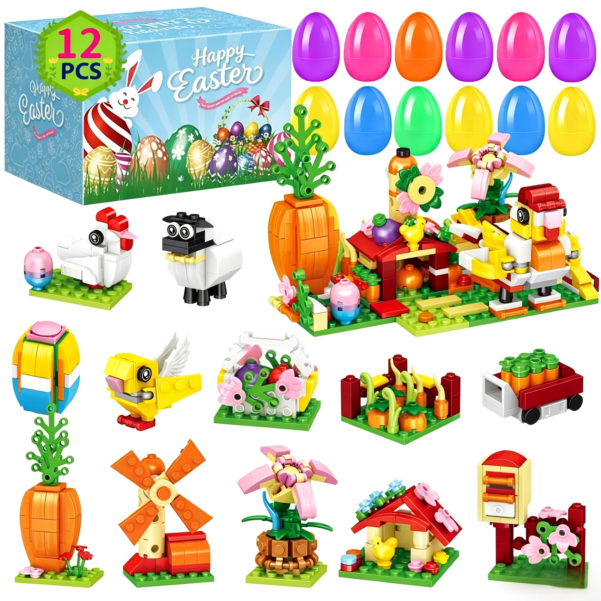 12Pcs Easter Egg Surprise Pull Back Cars, Blind Box Toy Vehicles for Kids, Perfect Easter Basket Stuffers, Party Favors & Birthday Gifts