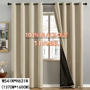 1 Piece 100% Light Blocking Sun Protection Insulated Curtain, Blackout Window Cover, Full Blackout Drapes for Bedroom Living Room, Multiple Colors Sizes Available