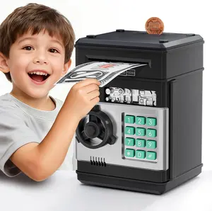 SMACTUIEPIE Electronic Piggy Bank for Kids Ages 5-12 with 4-Digit Password Lock & Auto Bill Roller Educational Money Toy Cash Coin Savings Box for Birthday Gifts Boys & Girls Decor Light