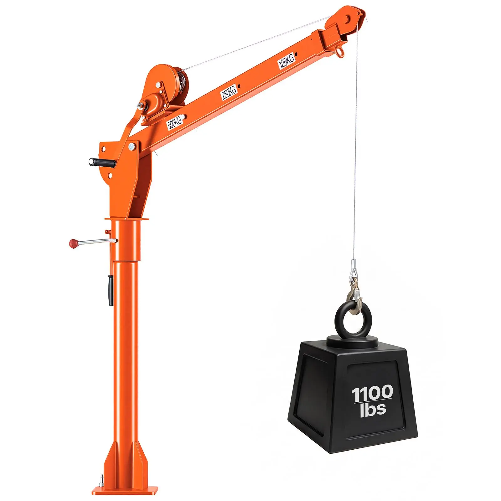 【summerfinds】VEVOR Manual Pickup Truck Crane, 1100 lbs Capacity with Hand Winch, 360° Rotation Telescopic Boom, Premium Galvanized Steel, Easy Folding Bed Jib, Adjustable Load for Attic Heavy Lifting