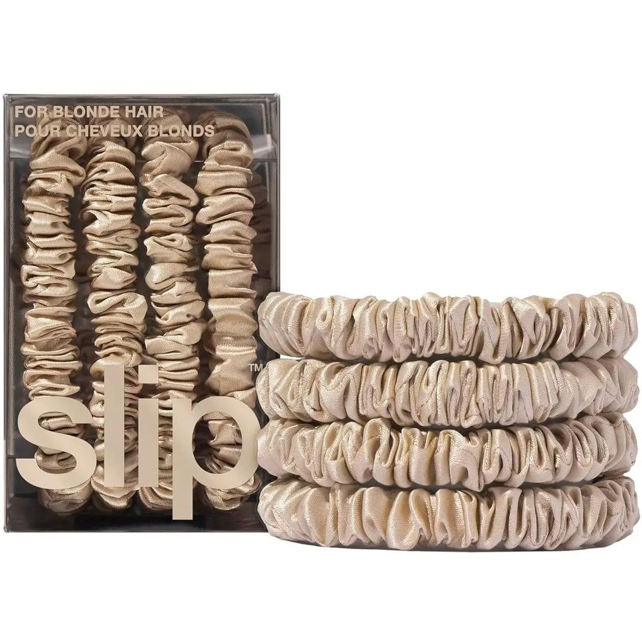 Slip Silk Skinny Scrunchies - Elastic Scrunchies Set (Set Of 4) - Blonde 850004304983