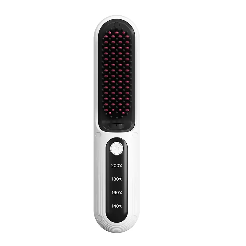 Wireless Hair Straightener Brush, Cordless Heated Hairbrush with Adjustable Temperature Control, Type-C Rechargeable Portable Hair Styling Tool for Women, Travel Beauty Accessory