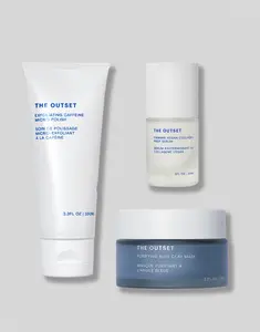 The Outset Glow Down The Aisle Trio - Squalane Exfoliator, Clay Mask, & Super Serum for Radiant Skin - $126 Value - Gentle Exfoliation, Detoxifying Clay, Nourishing Serum