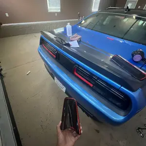 4-Piece Set Self-Adhesive Tail Light Cover Trim for 2015+ Dodge Challenger, UV-Resistant Rear Light Guards, Gloss Black Automotive Car Accessories, Easy-Install DIY Exterior Vehicle Enhancement Parts