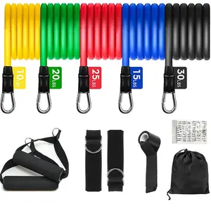 Resistance Band 110lb Maximum Workout Set with 5 Bands and 2 Handles