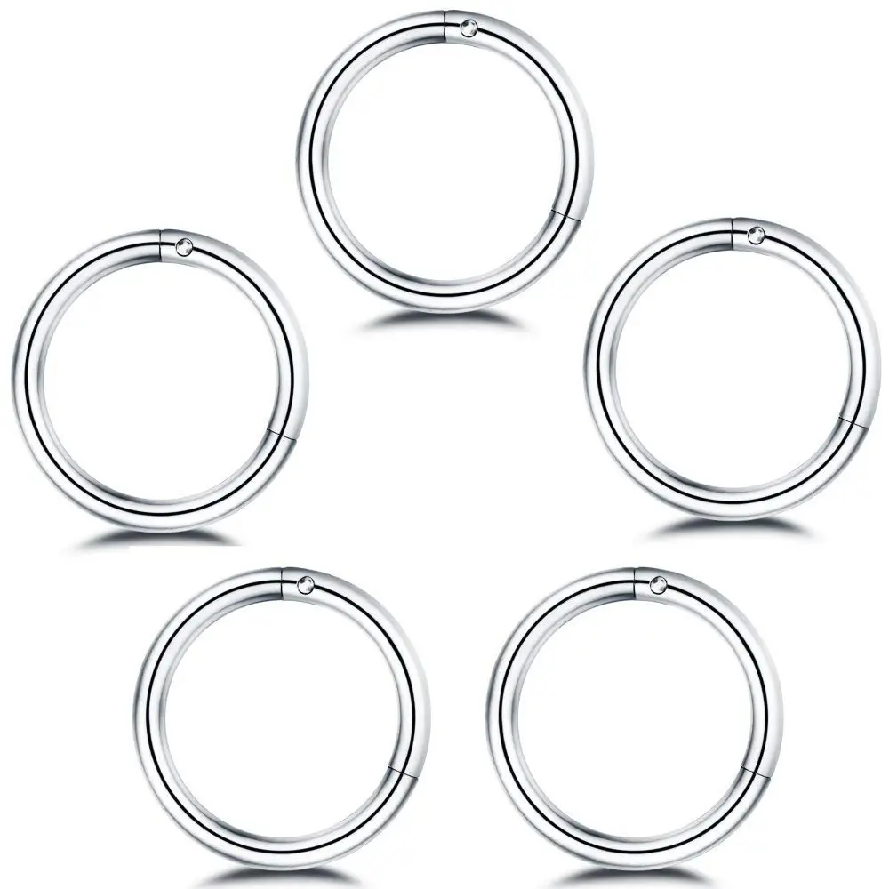 5pcs Stainless Steel 16g 18g Sleeper Hoop Earrings For Women Men Septum Hinged Clicker Nose Lip Ring Helix Daith Cartilage Tragus Piercings Tiny Small Huggie Hoops Ears