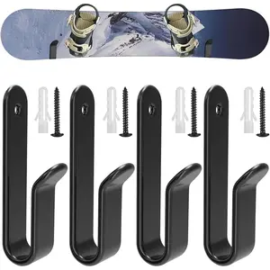 4 Pack Snowboard Wall Mount Clips, Horizontal Skateboard Wall Mount with Screws, Snowboard Display Stand, Indoor Snowboard Storage Rack for Room and Garage