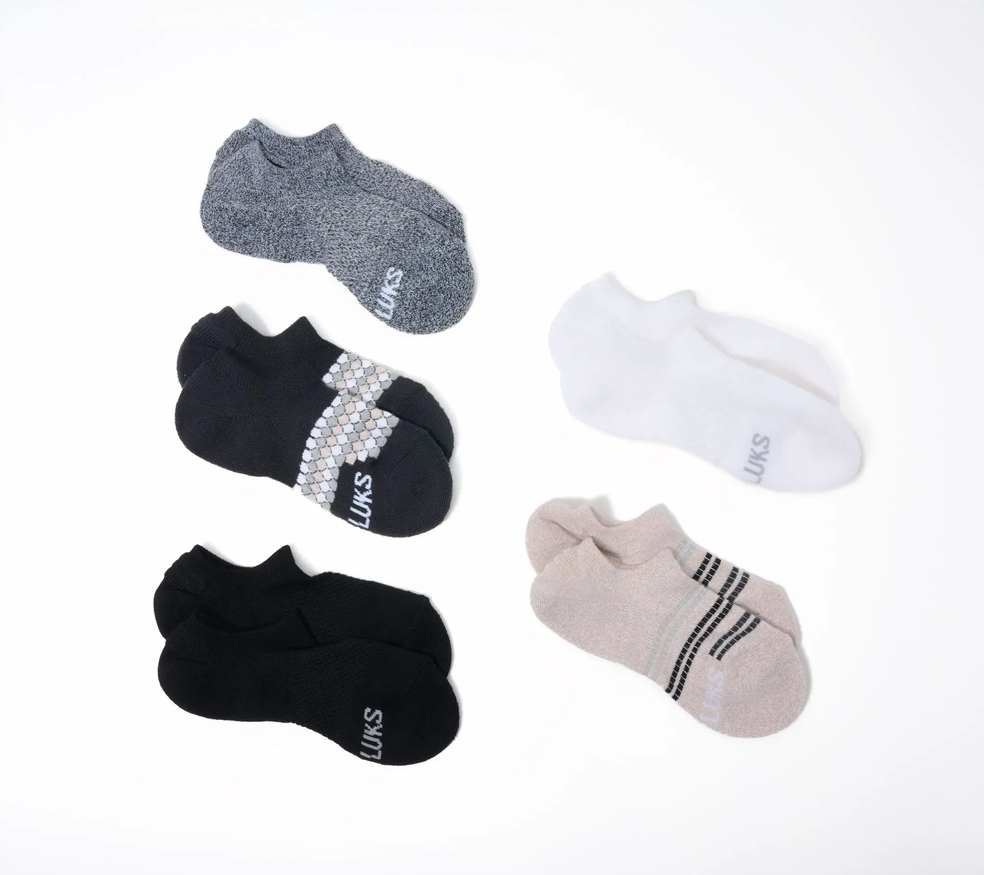 MUK LUKS Set of 5 Dream Step No-Show Socks