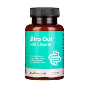 AvailNaturals Ultra Gut Daily Cleanse - 30 Capsules with Senna Leaf & Cassia Seed for Digestive Health & Probiotics Support - 150mg Psyllium Husk Powder & Aloe Vera Extract - Fiber, Healthcare Fitness Supplement Dietary Edible Bathroom Vitamins Optimum