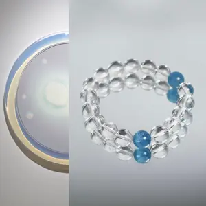 aquamarine & clear quartz crystal bracelet | wellness · purification