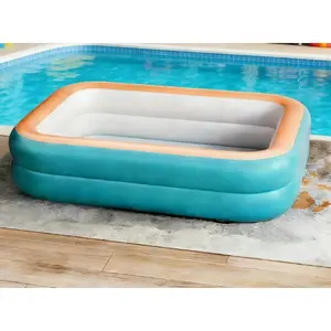 summervibes Summer Must-Have 2-Ring Inflatable Pool - Large Family Swimming Pool, Heavy Duty PVC, Quick Drain, Foldable Portable Design for Backyard, Party, Camping