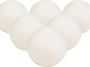 Wool Dryer Balls, 6 Pack Reusable Natural Fabric Softener Ball, Chemical-Free, No Lint, for Baby Clothes, Laundry Balls for Dryer, Anti Static, Reduces Wrinkles and Saves Time (White) Accessories Pet Lightweight Cleaning