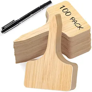 100pcs Plant Labels, T-Type Plastic Tags with Marker Pen, Waterproof Garden Signs for Outdoor Plants (3.9 x 2.4)