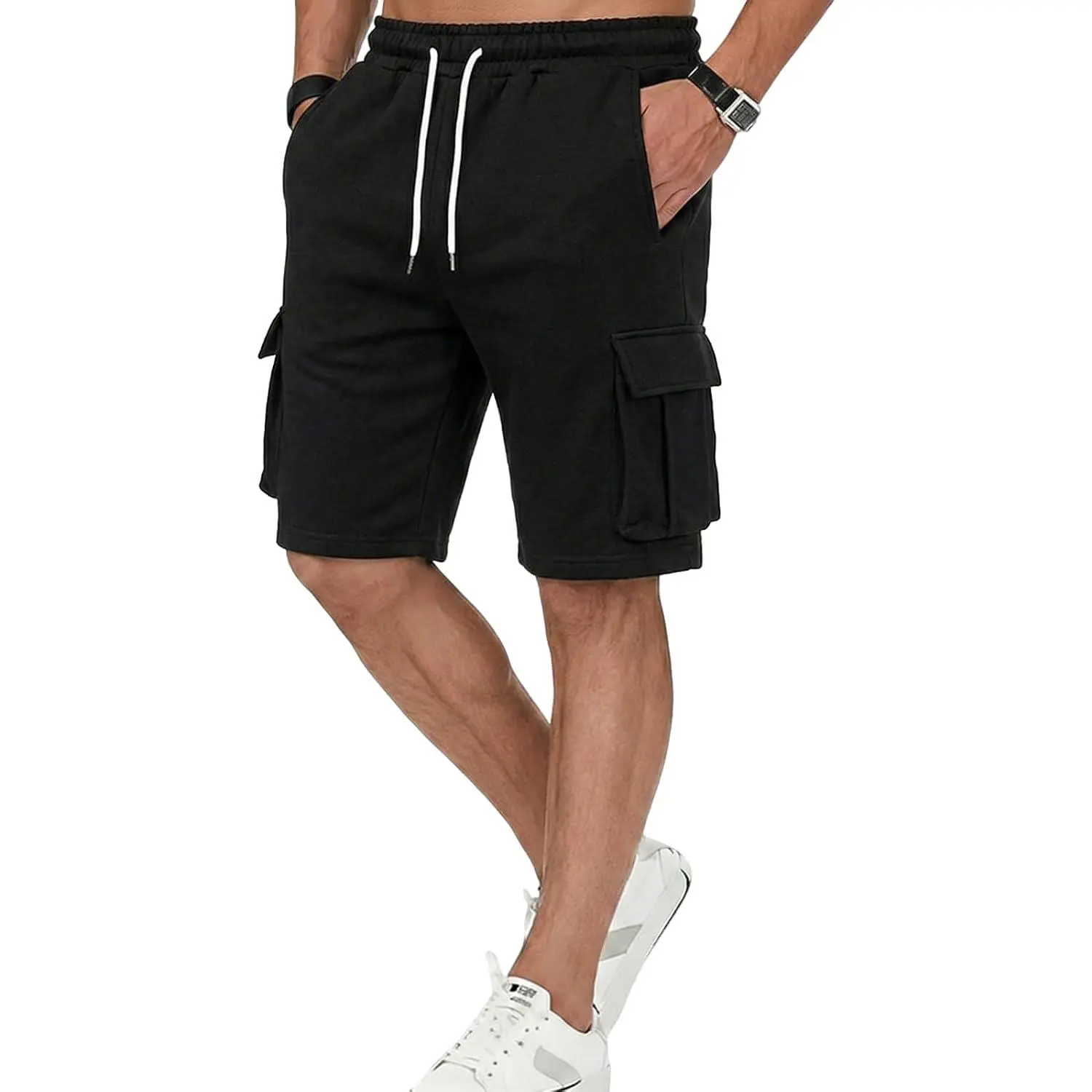 Men's Casual Jogger Shorts Sweat Cargo Short Pants Drawstring Elastic Waist Athletic Workout Shorts with 5 Pockets men's cargo shorts mens men sweat elastic waist drawstring big and tall for sweatpants sweatshorts jogger joggers sweatpant with pockets