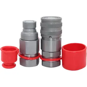 FFH 3/4'' NPT Skid Steer Bobcat Flat Face Hydraulic Quick Connect Couplers Hydraulic Disconnect w/Dust Caps