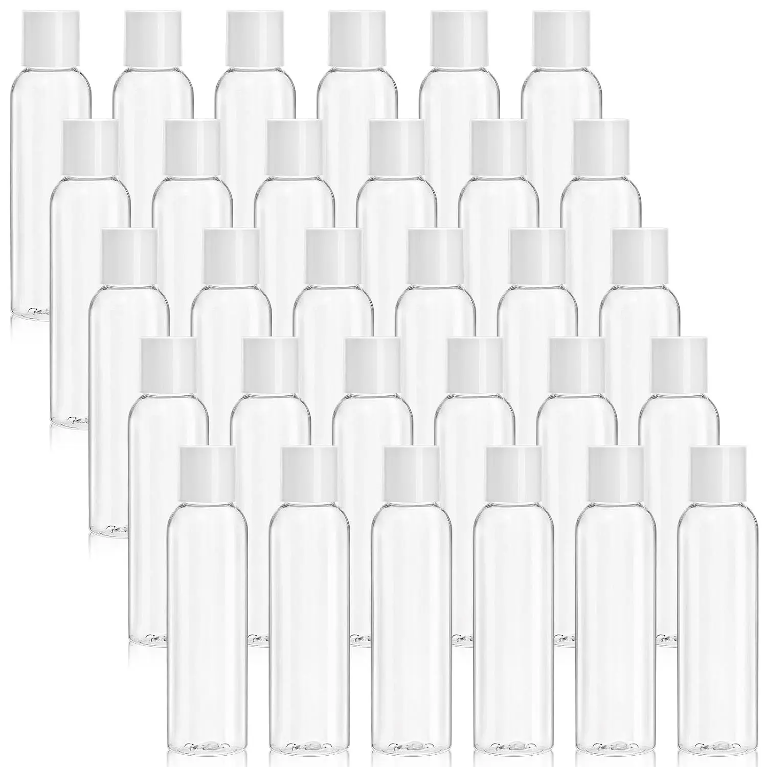 30 Pack 4oz Travel Bottles for Toiletries, Empty Small Plastic Squeeze Bottles with Disc Top Flip Cap, Clear Refillable Travel Size Containers For Shampoo, Lotions, Liquid Body Soap, Creams