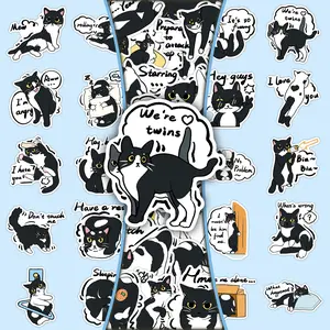 100sheets two sets of repetition original cow cat black and white cute cat stickers handbook suitcase notebook stickers