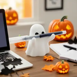 Halloween Ghost Statue - Funny Resin Decor for Halloween & Christmas, Novelty Pen Holder for Office Desk, Phone Stand, Glasses Holder, Unique Gift Idea