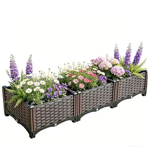 Outdoor Planters For Growing Flowers, Herbs, Fresh Vegetables, And Succulents. Brown Plastic Planters Suitable For Both Indoor And Outdoor Use. Gardening Supplies For Balconies, Patios, Or Gardens (Set Of 3 Planters)