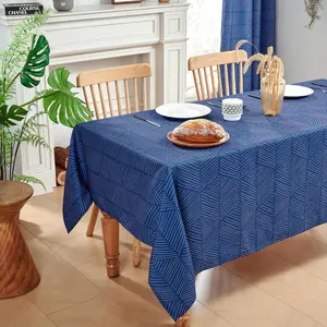 1 pieza Mantel impreso resistente al agua con bordes enrollados - Patrones elegantes para mesa de comedor